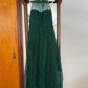 Elegant Green Lace Halter Dress
